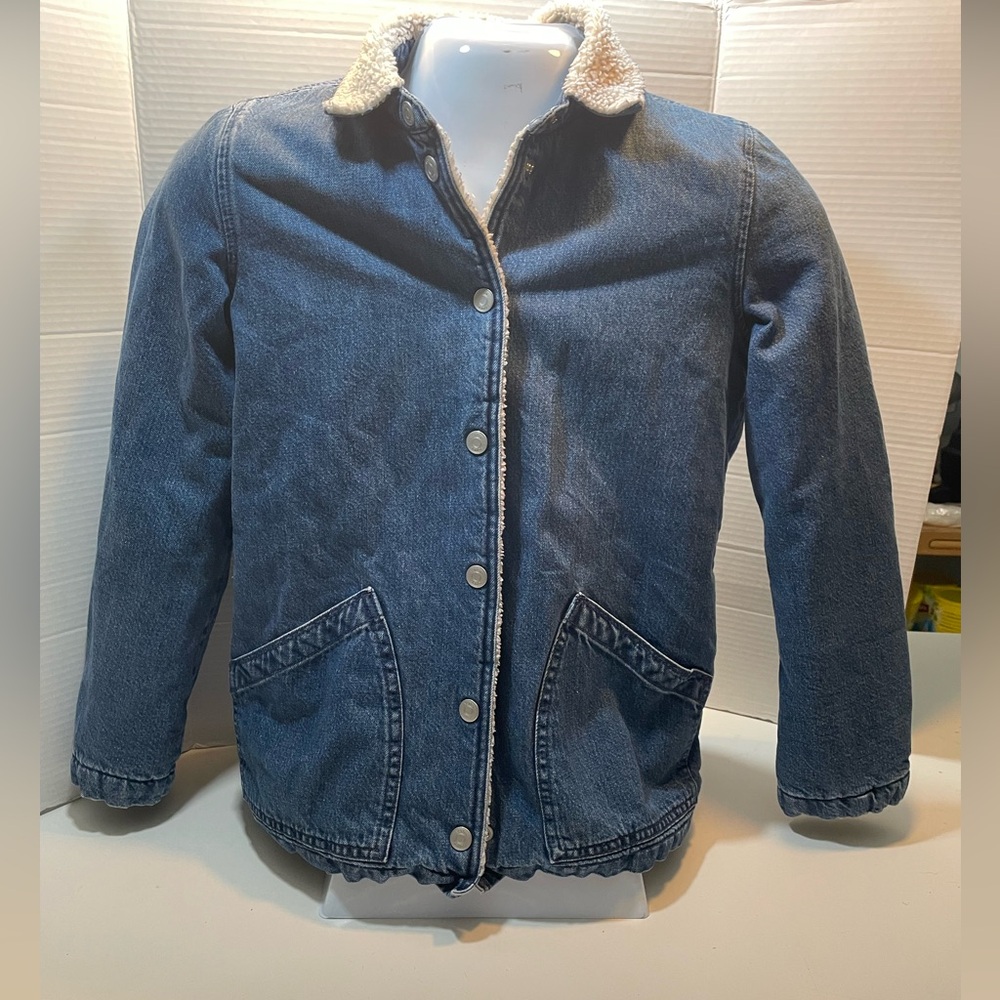 J Crew Blue Denim Jacket with Sherpa Lining. Size S